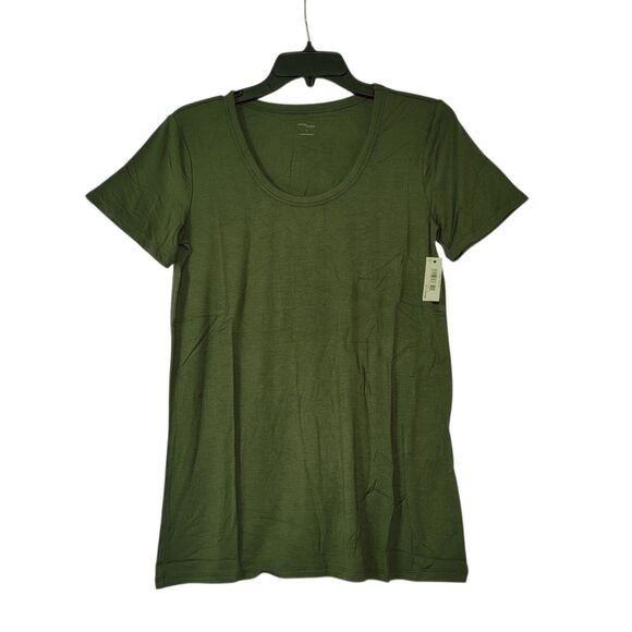 Daily Ritual Women's Jersey Short Sleeve  Scoop-Neck Shirt Green Olive Medium - Picture 1 of 7